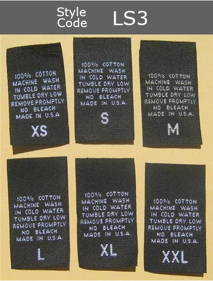 (Adult) Number & Letter Size Clothing Labels (stock labels)