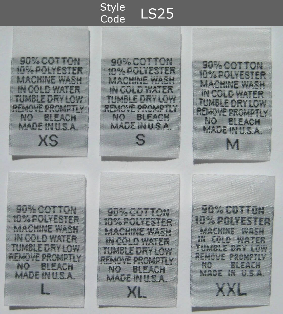 (Adult) Number & Letter Size Clothing Labels (stock labels)