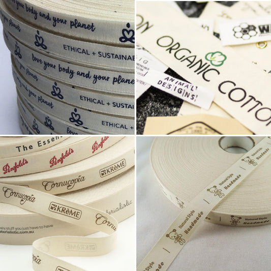 Natural Printed Cotton Ribbon on Rolls