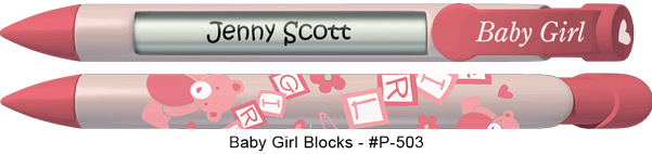 Personalized Baby Girl Blocks Pens