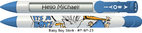 Personalized Baby Boy Stork Pens