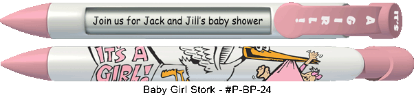 Personalized Baby Girl Stork Pens