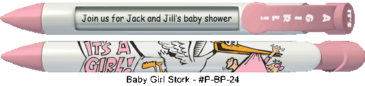 Personalized Baby Girl Stork Pens