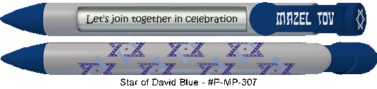 Personalized Star Of David Blue Pens