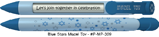 Personalized Blue Stars Mazel Tov Pens