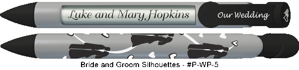 Personalized Bride And Groom Silhouettes Pens