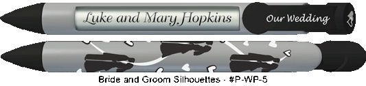 Personalized Bride And Groom Silhouettes Pens