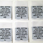 Woven Size, Care, & Content Clothing Labels