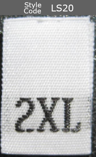 (Adult) Number & Letter Size Clothing Labels (stock labels)