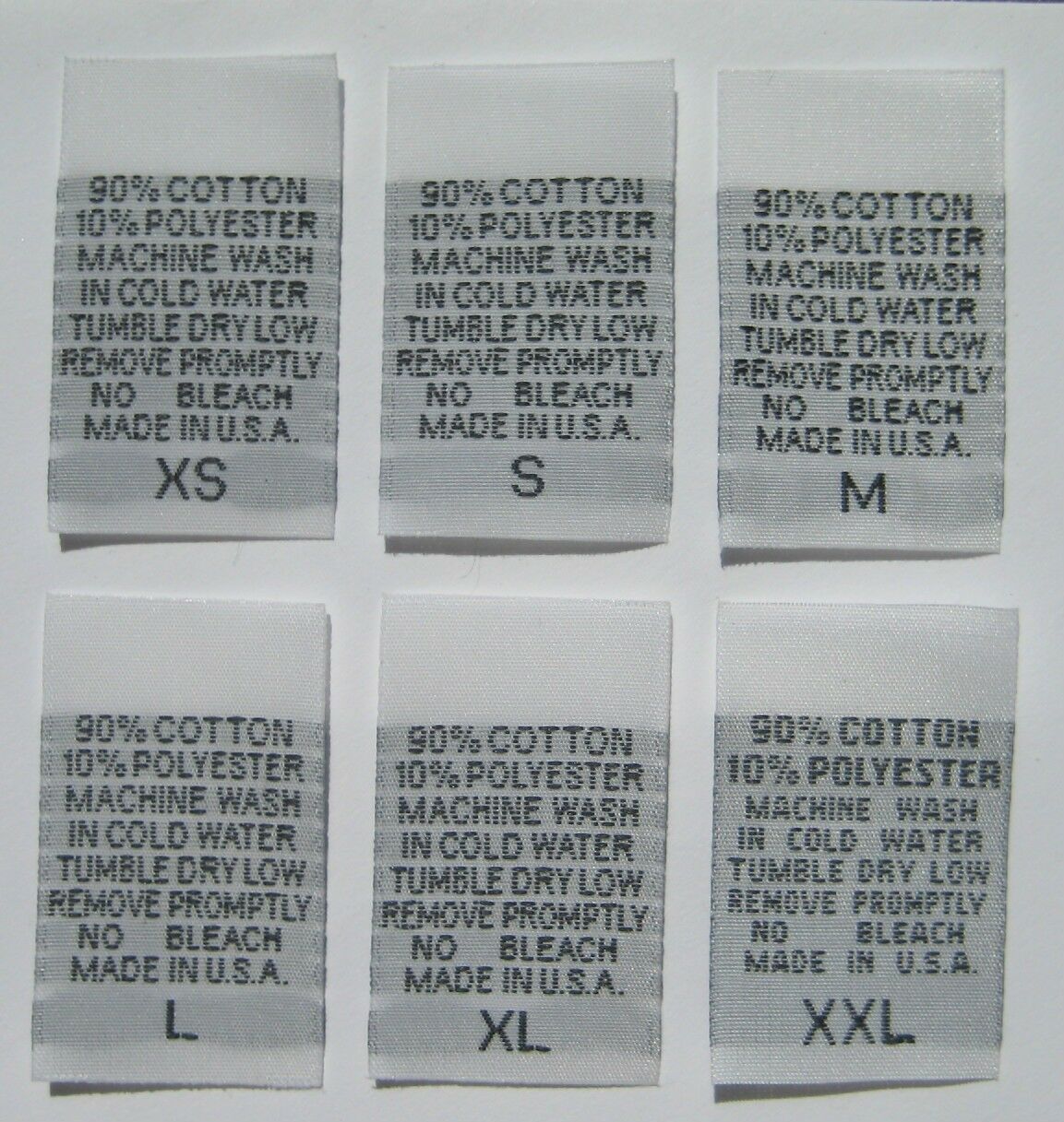 (Adult) Number & Letter Size Clothing Labels (stock labels)