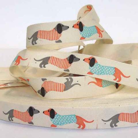 Natural Printed Cotton Ribbon on Rolls