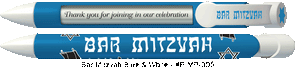 Personalized Bar Mitzvah Blue White Pens