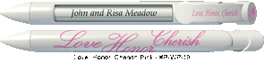 Personalized Love Honor Cherish Pink Pens